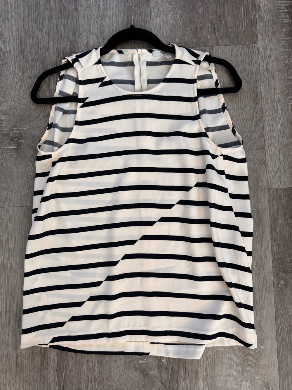 Madewell Break Striped Back-Zip Tank Top Size S Black Cream